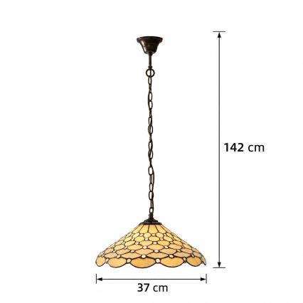 Endon 112226 - Lustra ar ķēdi Tiffany PEARL 1xE27/10W/230V Ø 45 cm