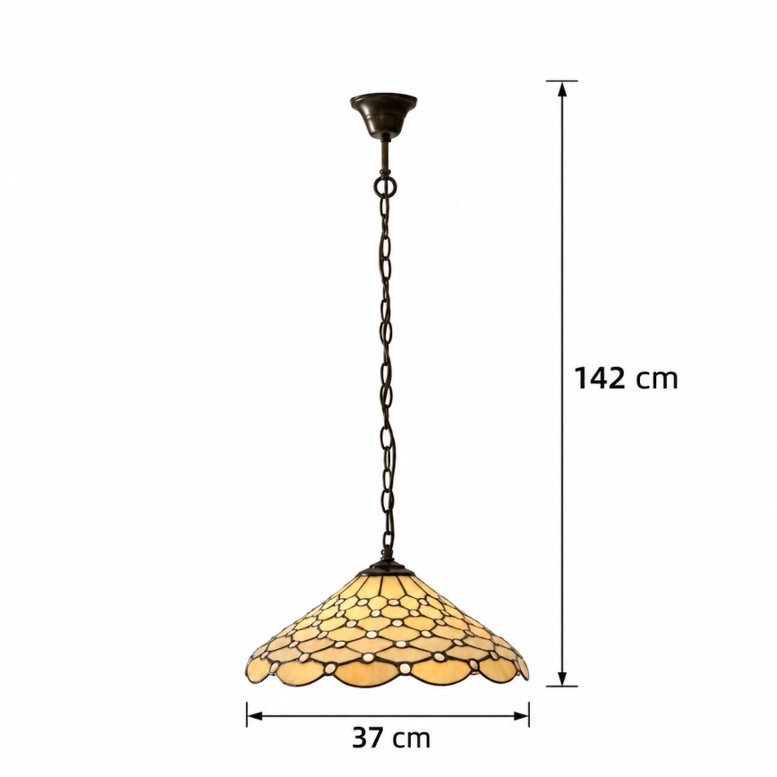 Endon 112226 - Lustra ar ķēdi Tiffany PEARL 1xE27/10W/230V Ø 45 cm