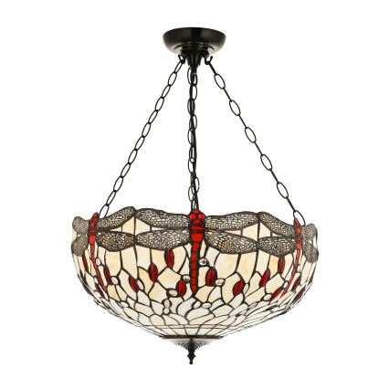 Endon 112251 - Lustra ar ķēdi Tiffany DRAGONFLY 3xE27/60W/230V Ø 50 cm