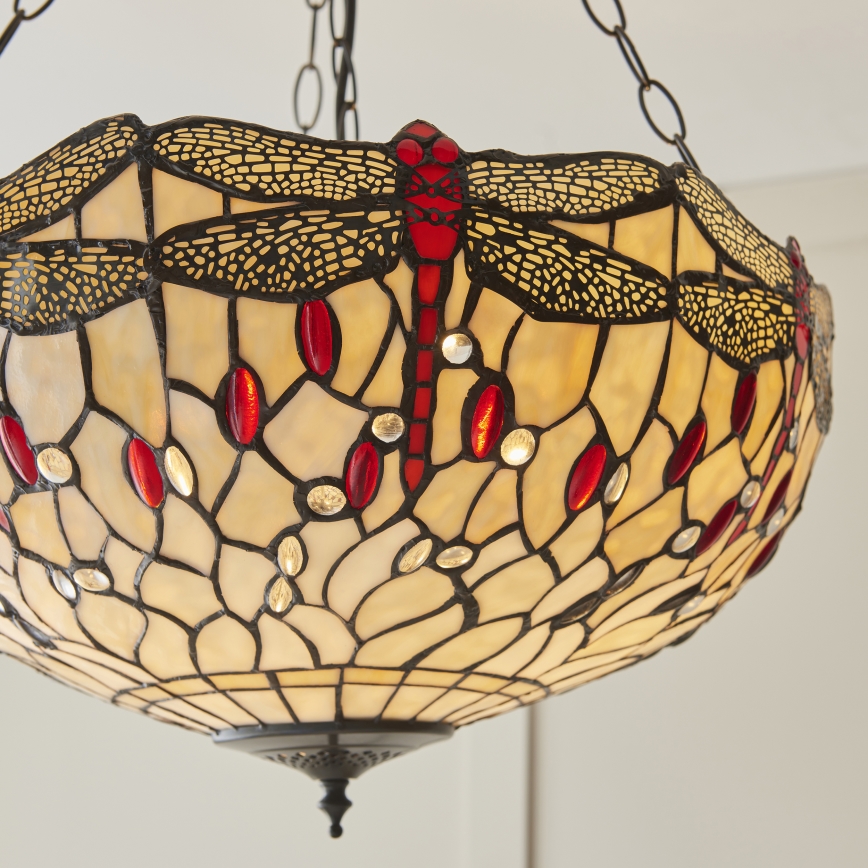 Endon 112251 - Lustra ar ķēdi Tiffany DRAGONFLY 3xE27/60W/230V Ø 50 cm