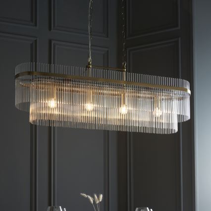 Endon 112573 - Lustra ar ķēdi MARIETTA 4xE14/6W/230V misiņš/caurspīdīga