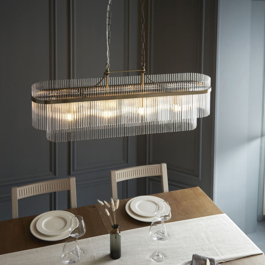 Endon 112573 - Lustra ar ķēdi MARIETTA 4xE14/6W/230V misiņš/caurspīdīga