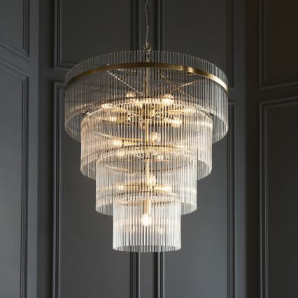 Endon 112576 - Lustra ar ķēdi MARIETTA 16xE14/6W/230V misiņš/caurspīdīga