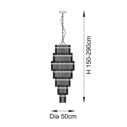 Endon 112793 - Lustra ar ķēdi MARIETTA GRAND 21xE14/6W/230V misiņš/caurspīdīga