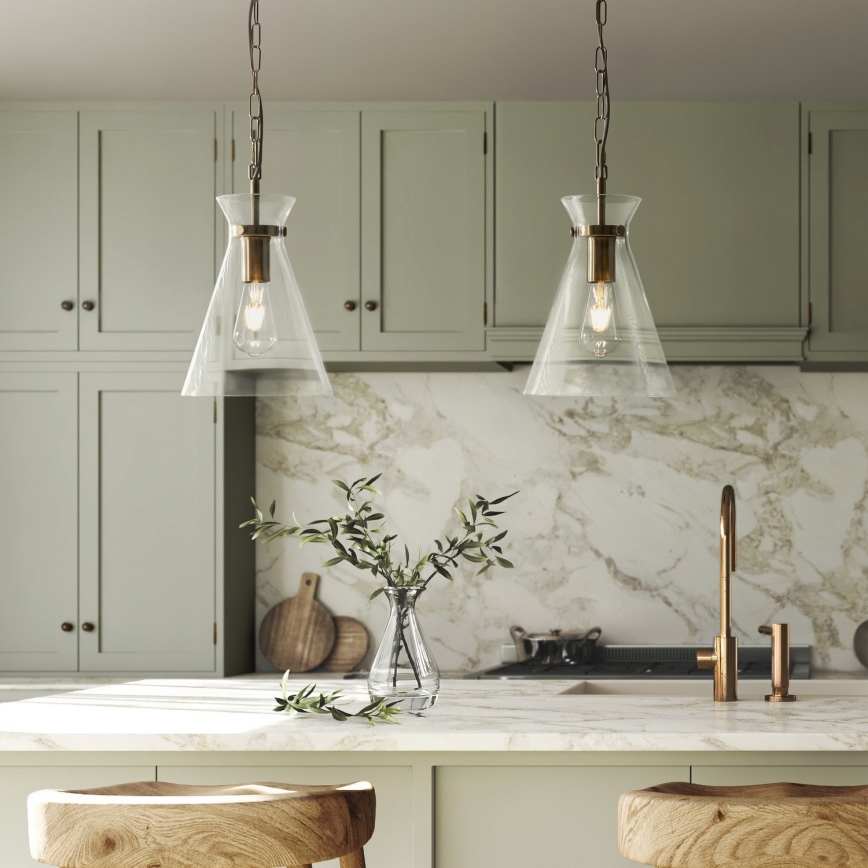 Endon 112859 - Lustra HARLOW ar ķēdi 1xE27/10W/230V misiņš