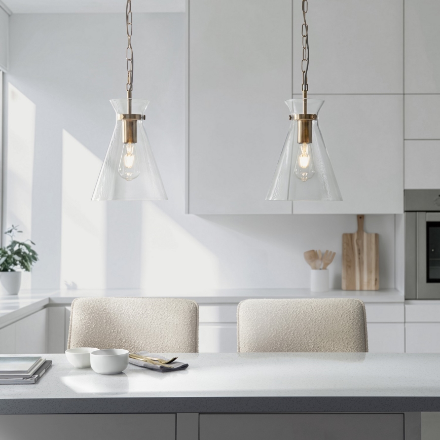 Endon 112859 - Lustra HARLOW ar ķēdi 1xE27/10W/230V misiņš
