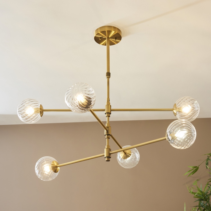 Endon 114039 - zeltaina lustra ar stieni 6xG9/3,2W/230V