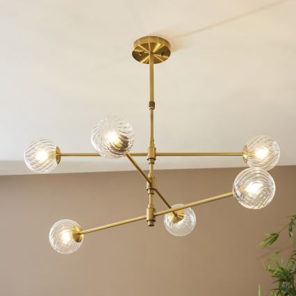 Endon 114039 - zeltaina lustra ar stieni 6xG9/3,2W/230V