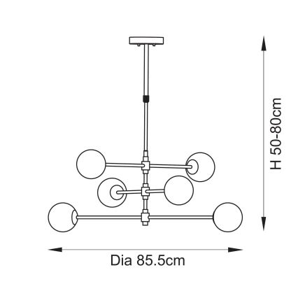 Endon 114039 - zeltaina lustra ar stieni 6xG9/3,2W/230V