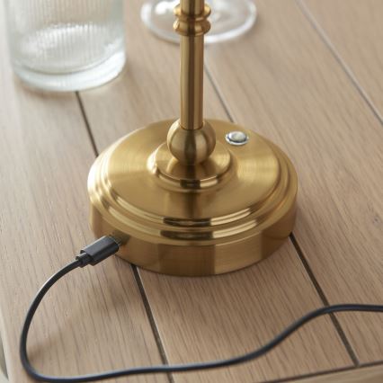 Endon 114800 - LED Aptumšojama, lādējama galda lampa BURLEY LED/1,5W/5V 3600 mAh misiņš/zaļa