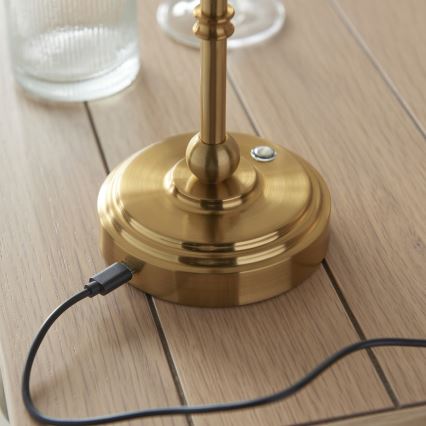 Endon 114811 - LED Regulējama uzlādējamā galda lampa BURLEY LED/1,5W/5V 3600 mAh misiņš/balta