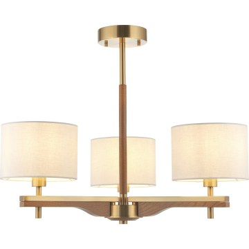 Endon 116993 - Griestu lustra uz stieņa HEATHCLIFF 3xE14/7W/230V misiņš/uosis