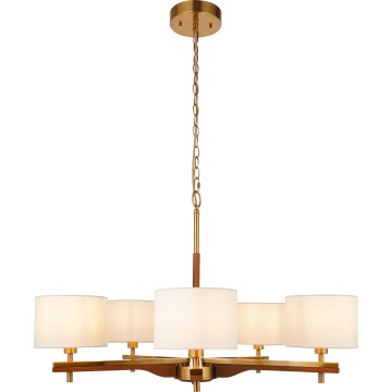 Endon 116994 - Piekaramā lustra ar ķēdi HEATHCLIFF 5xE14/7W/230V misiņš/osis