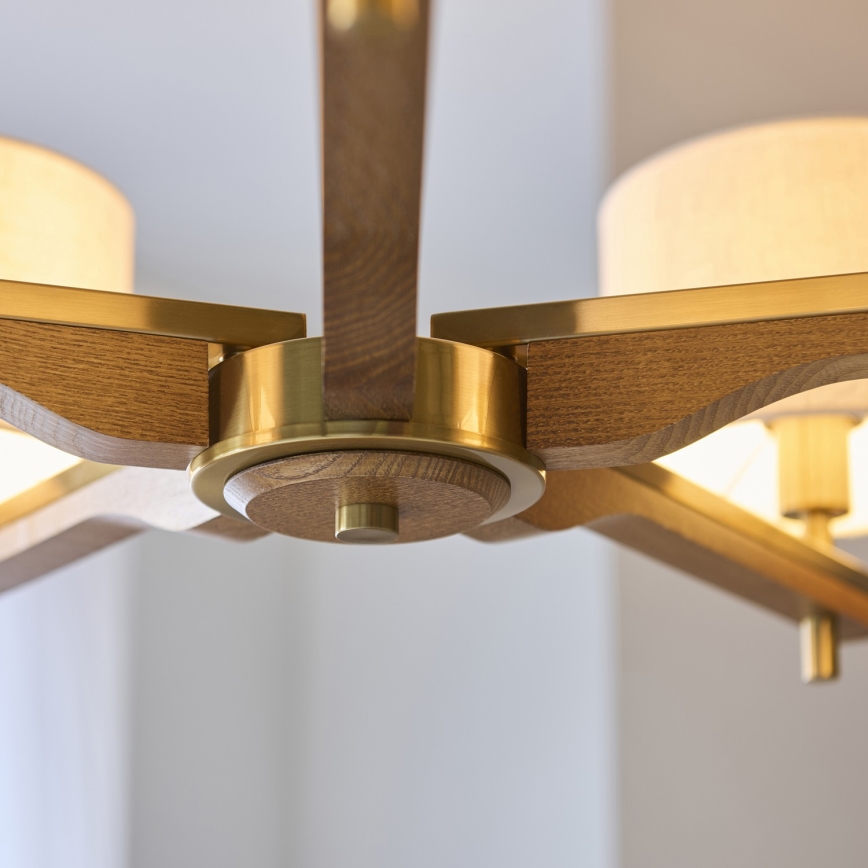 Endon 116994 - Piekaramā lustra ar ķēdi HEATHCLIFF 5xE14/7W/230V misiņš/osis