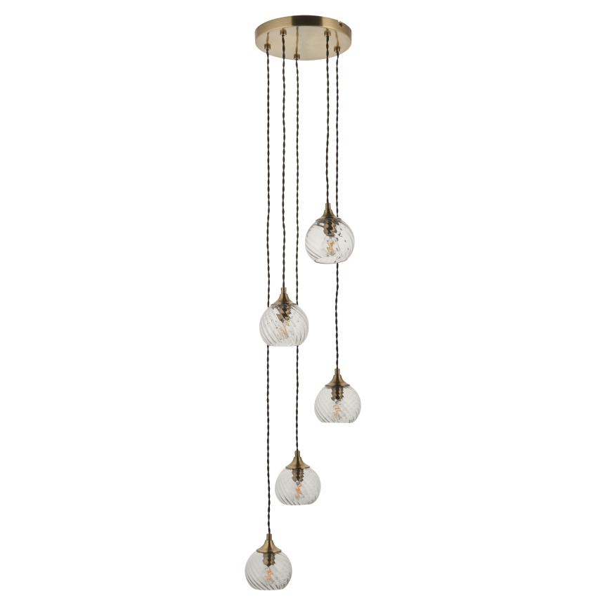 Endon 119435 - Pakarināma lustra ar vadu ALLEGRA 5xE14/7W/230V misiņa apdare