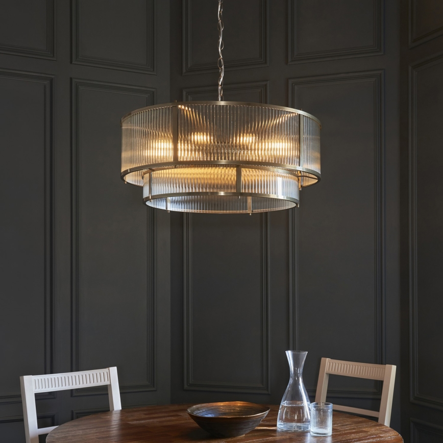 Endon 119456 - Lustra uz ķēdes RIDGETON 8xE14/7W/230V matēts hroms