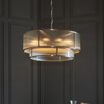Endon 119456 - RIDGETON piekaramā lustra ar ķēdi, 8xE14/7W/230V, misiņš