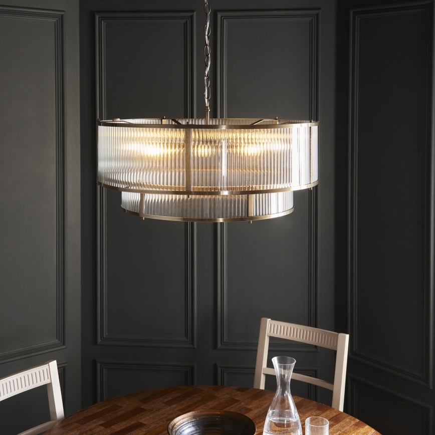 Endon 119456 - RIDGETON piekaramā lustra ar ķēdi, 8xE14/7W/230V, misiņš