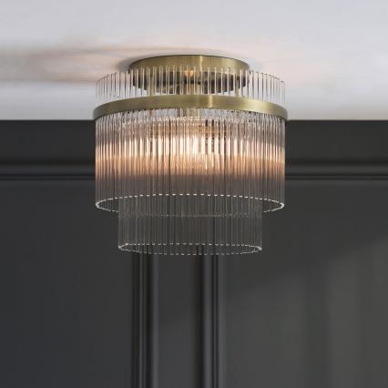 Endon 119492 - Virsmas montēta griestu lustra MARIETTA 1xE27/10W/230V misiņš/caurspīdīgs stikls