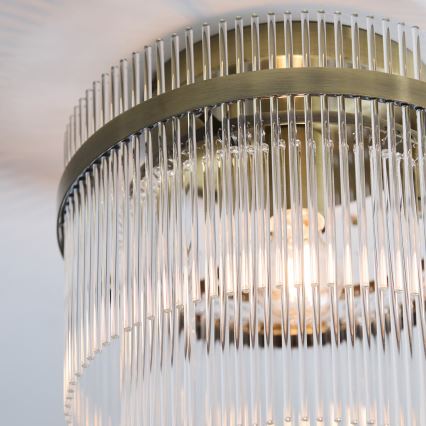 Endon 119492 - Virsmas montēta griestu lustra MARIETTA 1xE27/10W/230V misiņš/caurspīdīgs stikls