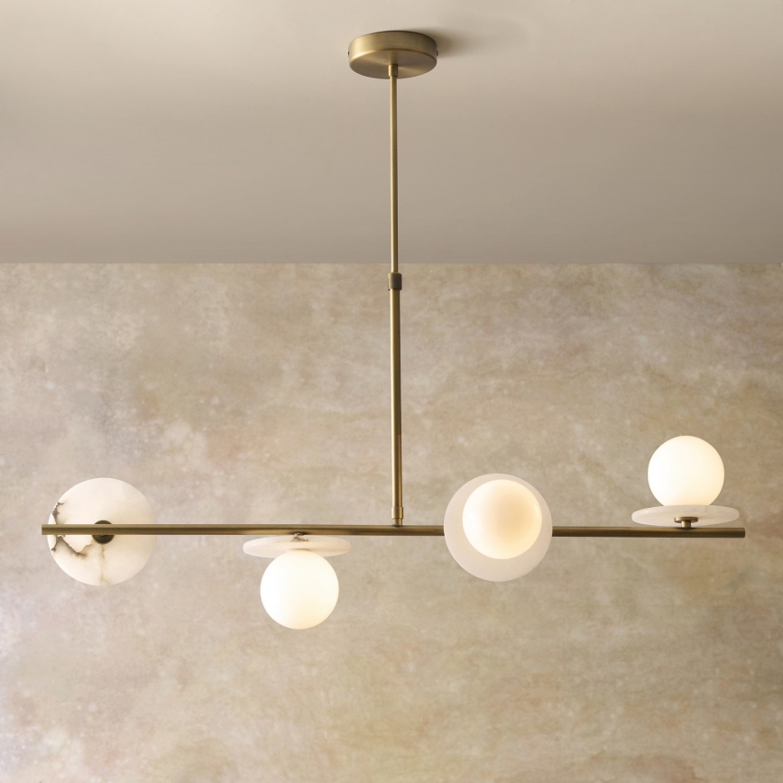 Endon 120038 - Griestu lustra ar stieni CERCHIO 4xG9/5W/230V misiņš