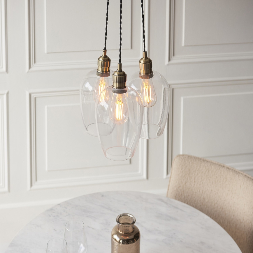 Endon 120648 - Lustra uz troses 3xE27/10W/230V misiņš