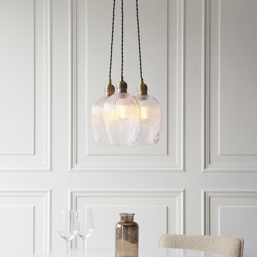 Endon 120656 - Karājoša lustra ar trosi 3xE27/10W/230V misiņš