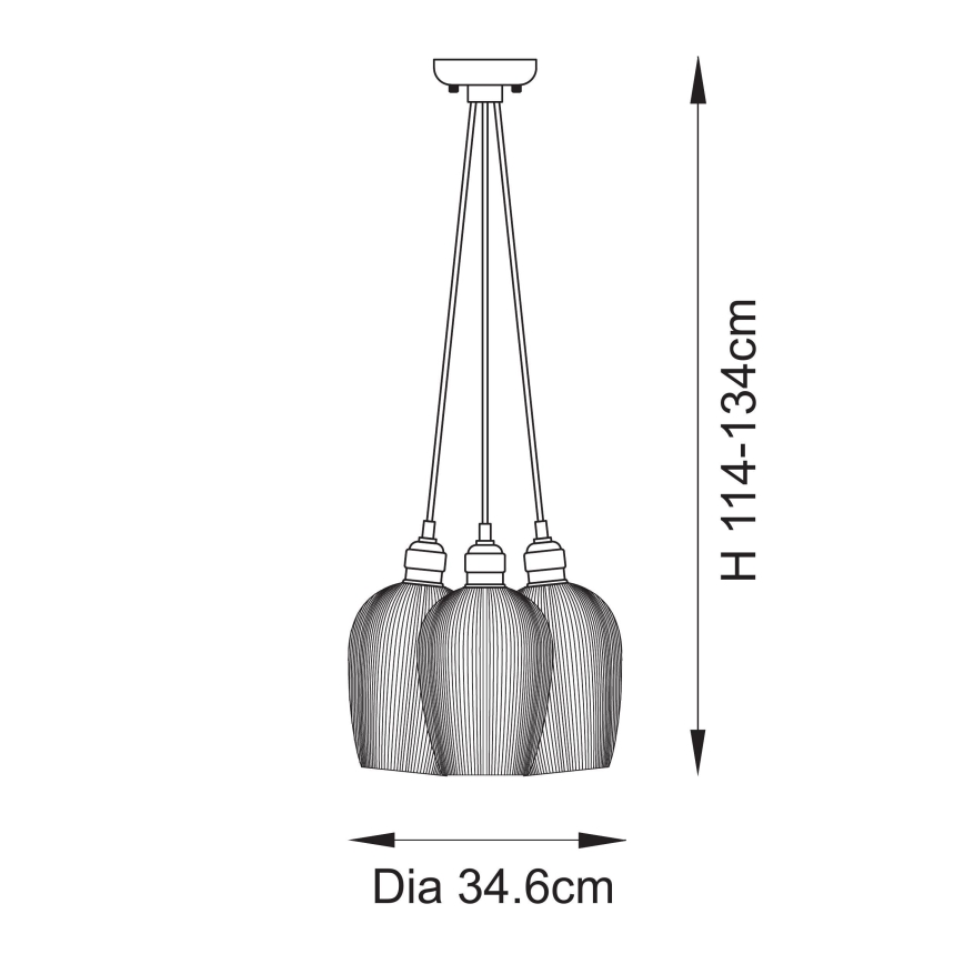 Endon 120656 - Karājoša lustra ar trosi 3xE27/10W/230V misiņš