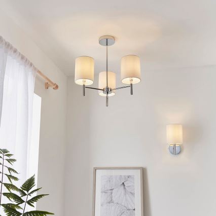 Endon 56642 - Lustra ar stieni BRIO 3xE14/40W/230V spīdīgi hromēts/balta