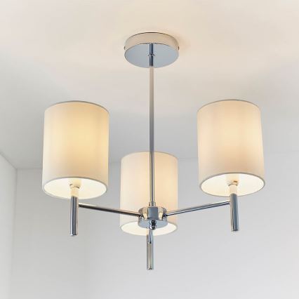 Endon 56642 - Lustra ar stieni BRIO 3xE14/40W/230V spīdīgi hromēts/balta