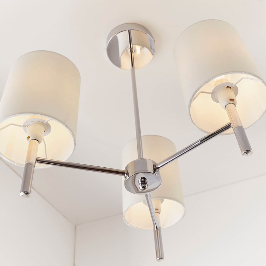 Endon 56642 - Lustra ar stieni BRIO 3xE14/40W/230V spīdīgi hromēts/balta
