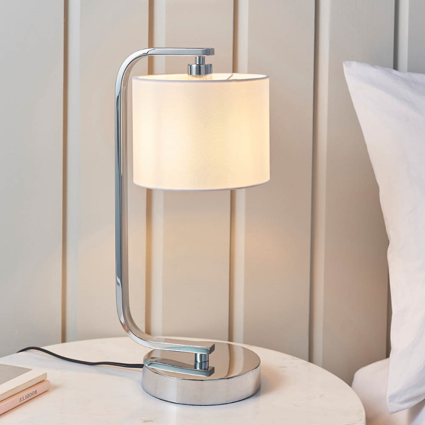 Endon 57917 - Galda lampa ar regulējamu spilgtumu CANNING 1xE14/40W/230V spīdīgs hroms/balts
