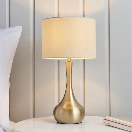 Endon 61191 - Aptumšojama galda lampa PICCADILLY 1xE14/40W/230V misiņš/bēša