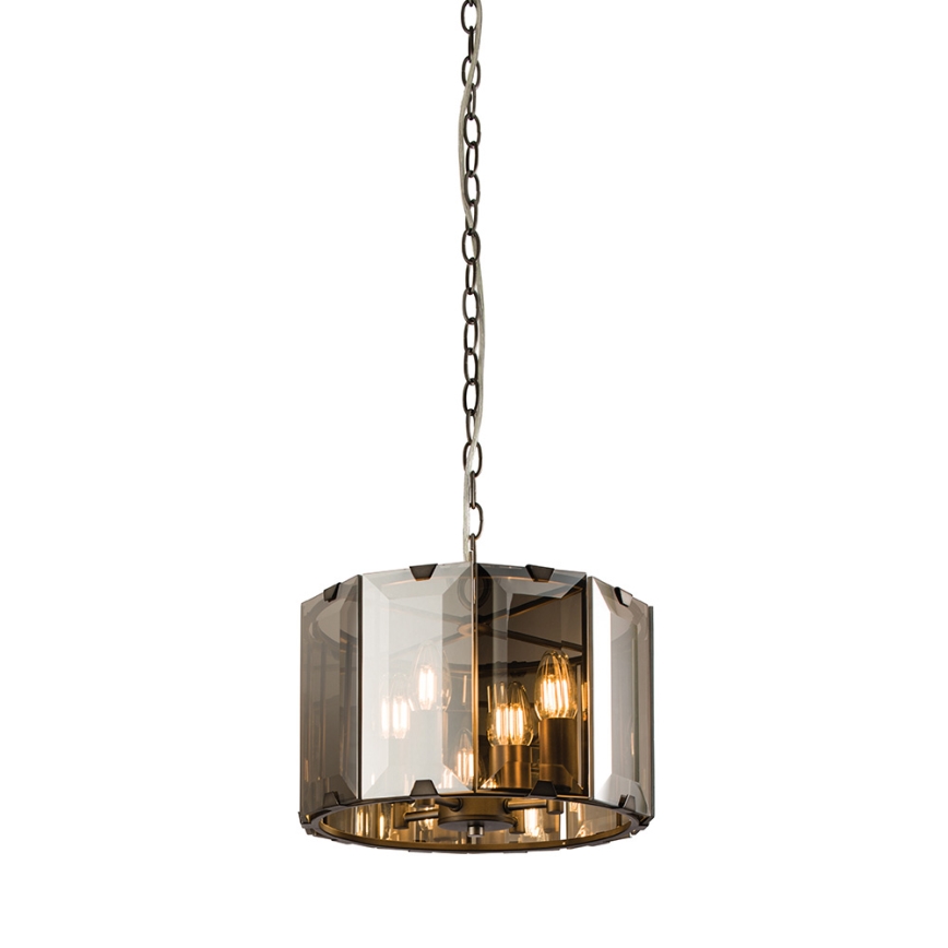 Endon 61281 - Lustra ar ķēdi CLOONEY, 4xE14/40W/230V, melna/dūmota