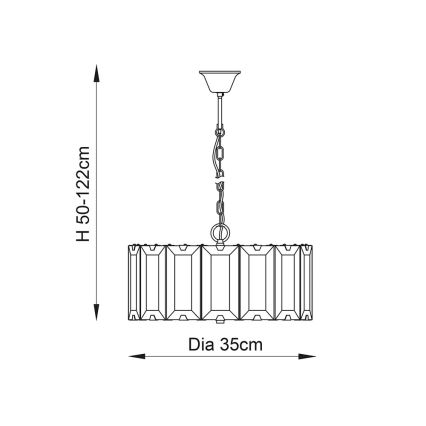 Endon 61281 - Lustra ar ķēdi CLOONEY, 4xE14/40W/230V, melna/dūmota
