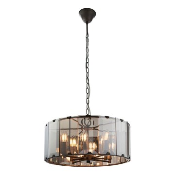 Endon 61294 - Lustra ar ķēdi CLOONEY 8xE14/40W/230V melna/dūmakains