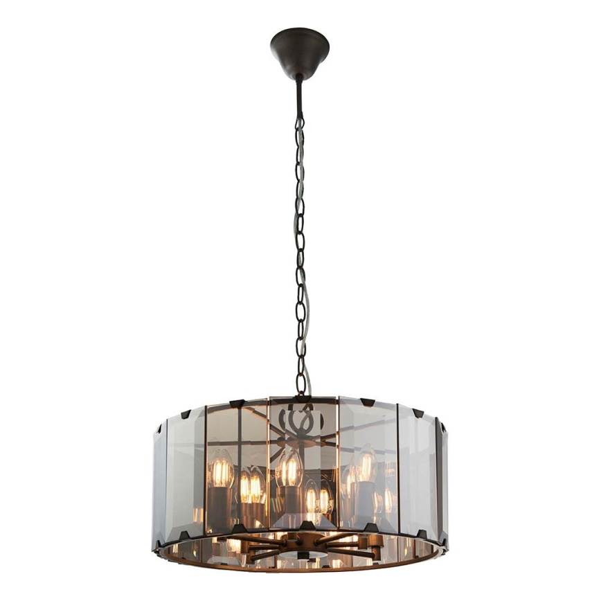 Endon 61294 - Lustra ar ķēdi CLOONEY 8xE14/40W/230V melna/dūmakains