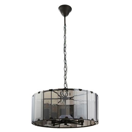 Endon 61294 - Lustra ar ķēdi CLOONEY 8xE14/40W/230V melna/dūmakains