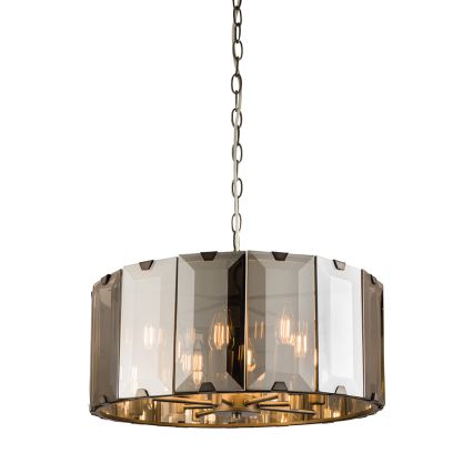 Endon 61294 - Lustra ar ķēdi CLOONEY 8xE14/40W/230V melna/dūmakains