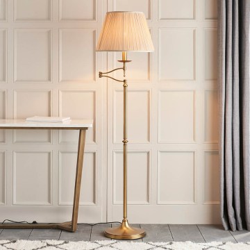 Endon 63621 - Grīdas lampa STANFORD 1xE27/60W/230V misiņš/bēšs