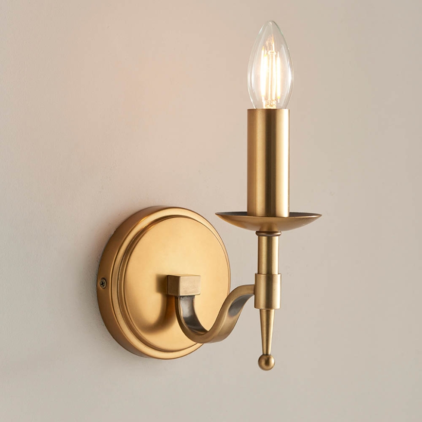 Endon 63653 - Sienas lampa STANFORD 1xE14/40W/230V misiņš/bēžs