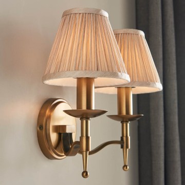 Endon 63654 - Sienas lampa STANFORD 2xE14/40W/230V misiņa/bēša