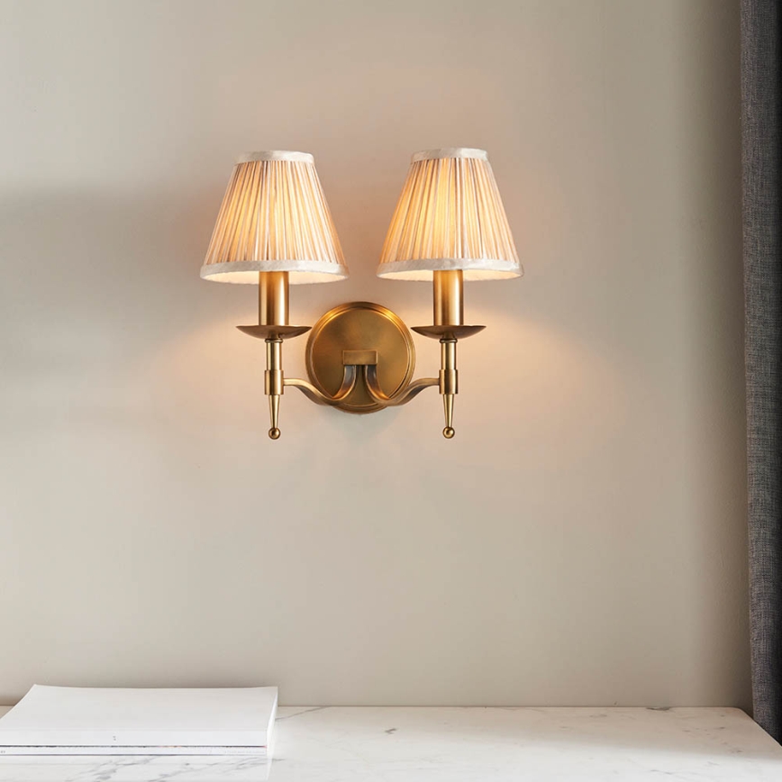 Endon 63654 - Sienas lampa STANFORD 2xE14/40W/230V misiņa/bēša