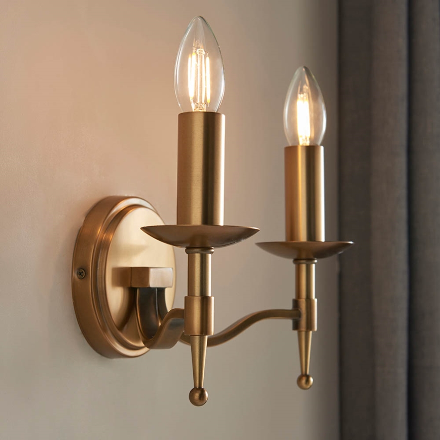 Endon 63654 - Sienas lampa STANFORD 2xE14/40W/230V misiņa/bēša