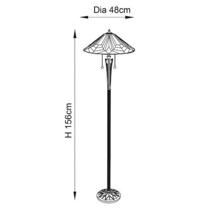 Endon 63934 - Grīdas lampa Tiffany ASTORIA 2xE27/60W/230V Ø 48 cm
