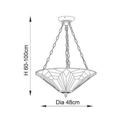 Endon 63936 - Lustra ar ķēdi Tiffany ASTORIA 3xE27/60W/230V, Ø 48 cm