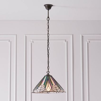 Endon 63937 - Pakaramā lustra ar ķēdi Tiffany ASTORIA 1xE27/60W/230V Ø 40 cm