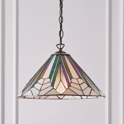 Endon 63937 - Pakaramā lustra ar ķēdi Tiffany ASTORIA 1xE27/60W/230V Ø 40 cm