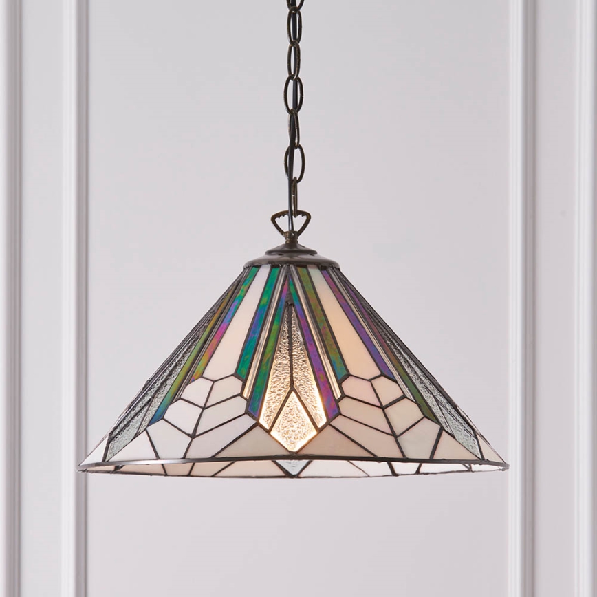 Endon 63937 - Pakaramā lustra ar ķēdi Tiffany ASTORIA 1xE27/60W/230V Ø 40 cm