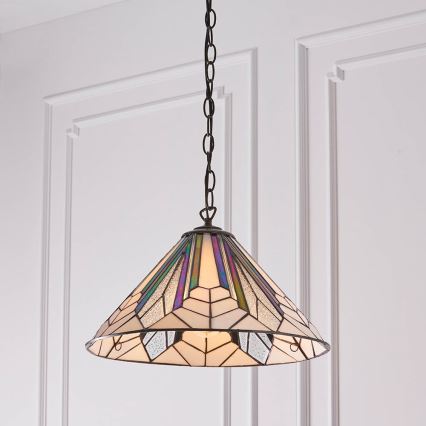 Endon 63937 - Pakaramā lustra ar ķēdi Tiffany ASTORIA 1xE27/60W/230V Ø 40 cm